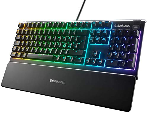 SteelSeries Apex 3 - Gaming Tastatur - 10-Zonen RGB-Beleuchtung - Premium magnetische Handballenauflage - Nordisch (QWERTY) Layout, Schwarz