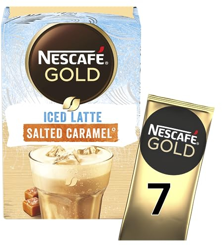 NESCAFÉ Iced Latte Salted Caramel Instant Coffee 7 x 14.5g Sachets, 100% Responsibly Sourced Coffee (Pack of 1)