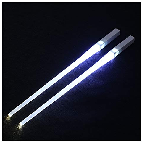 1 pareja Creative LED Sable de luces Chopsticks Light Up Durable Lightweight Kitchen Dinning Room Party Portable Food Safe Vajilla ( Color : White )