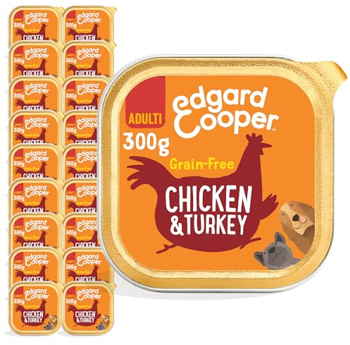Edgard & Cooper Nassfutter für Hunde, (Huhn & Truthahn, 300g x 18), Getreidefrei, natürliche Zutaten und frisches Fleisch, voller essentieller Aminosäuren
