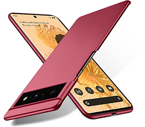 Bastmei für Google Pixel 6 Pro Hülle (2021), Extrem Leicht Ultraleicht Super Slim Kameraschutz Hard PC Cover Case für Google Pixel 6 Pro(2021).(Kies Weinrot)