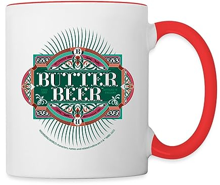 Spreadshirt Phantastische Tierwesen 3 Butterbier Tasse Zweifarbig, One size, Weiß/Rot