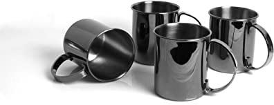 ECHTWERK 4-teiliges Kupferbecher-Set, Bruchsichere Edelstahl-Gläser, Cocktail-Set, Cocktailgläser perfekt für Gin, Vodka, Bier und Kaltgetränke, Geschenkset, Black-Edition, 1000 ml