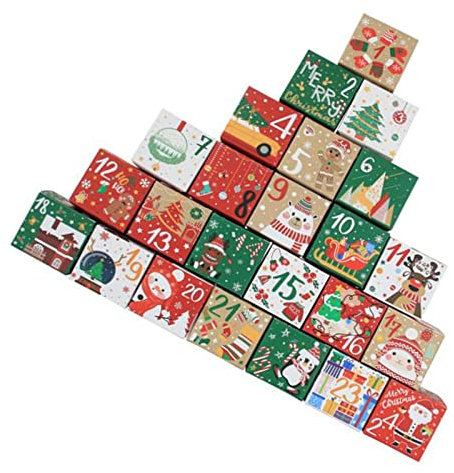 24 Adventskalender zum Befüllen Kleine Geschenkschachteln Schachteln zum Befüllen Weihnachten Geschenkbox mit Deckel Pappschachteln mit Deckel Leer Pralinenschachtel Faltboxen Weihnachtsdeko