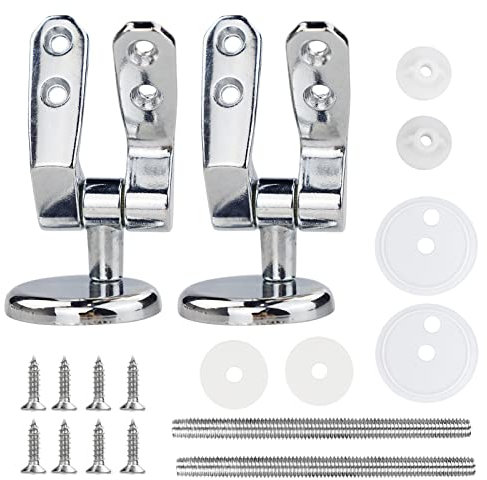 Toilet Seat Fittings, Zinc Alloy Toilet Seat Replacement Hinge with Fittings and Repair Parts, for Most Wooden | Resin | MDF Toilet Seat