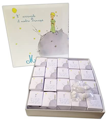 Scatola Box bomboniere cubetto Personalizzabile vassoio portaconfetti con confetti e bigliettini kit confettata per eventi di ogni genere (Piccolo Principe)