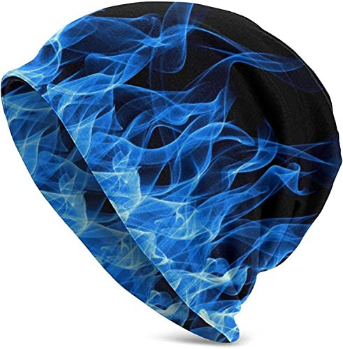 AOOEDM Blue Burning Flame Slouchy Beanie Mütze Strickmütze für Männer Frauen Fisherman Beanie Mütze Skull Cap Hut Unisex Geschenk