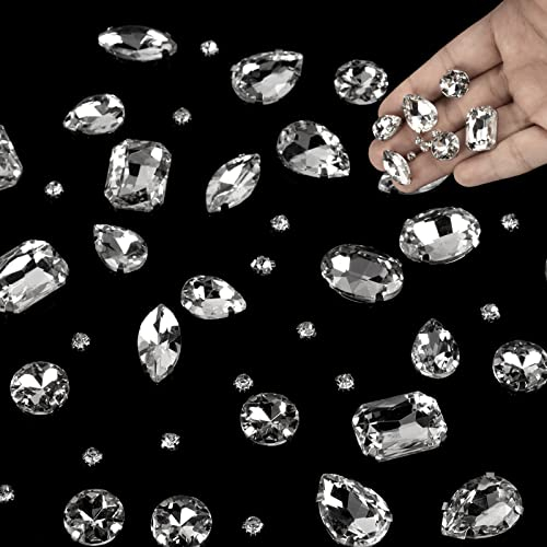 FANNAS 186 Stück Weiß Strasssteine - Glass Rhinestones Zum Aufnähen, Große Kristall Schmucksteine für DIY Handwerk, Kleidung, Schuhe, Taschen (Weiß)
