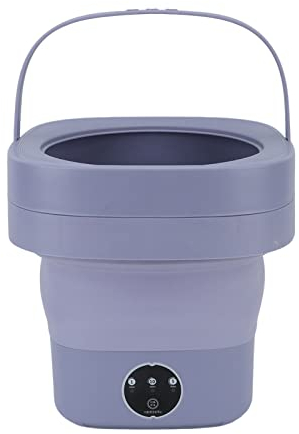 Asixxsix Tragbare Waschmaschine, 6,5 L, Tragbare Mini-Eimerwaschmaschine, Faltbare Waschmaschine mit Abflussrohr, Kleine Tragbare Waschmaschine für Wohnheim, Wohnmobil, Reisen, Camping (Lila)