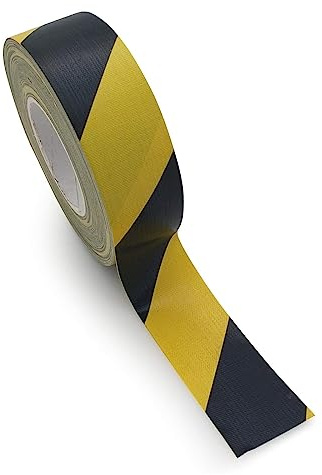 MASHPAPER Gewebeklebeband schwarz-gelb Warnband 50mx50mm einseitig klebend 6 Rollen