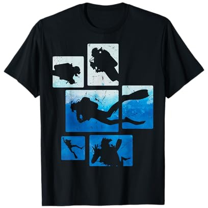 Retro Taucher Tauchen Diver Kinder Jungs Männer T-Shirt