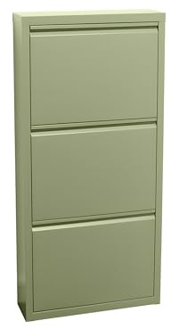 ebuy24 Schuhkommode Schuhkipper Metall Klappschrank - Schuhschrank Pisa 3 Klappen grün 50x106x16 cm für 9 Schuhe schmal hoch