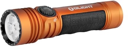 OLIGHT Seeker 4 Pro Rechargeable Torch USB-C Holster or Magnetic Charging, Powerful 4600 High Lumens Bright Flashlight for Emergencies, Camping, Searching (Cool White (5700K~7000K), Orange)