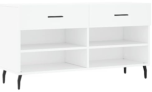 vidaXL Schuhbank Weiß 102x35x55 cm Holzwerkstoff