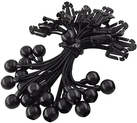 Tendeur Bache,Tendeur avec Boule,20 Pièces Tendeur Elastique Boule,Tendeur Elastique pour Bannières,Sandow Elastique,Tendeur Bache Piscine Noir-25cm