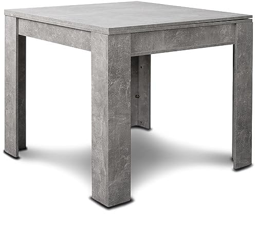 BAKAJI Tavolo Quadrato Allungabile 90x90 cm, Apertura a Libro, Design Moderno Ribaltabile, Apribile 4-8 Posti, Ideale per Sala Pranzo, Soggiorno, Cucina, Arredamento Interno (Grigio Cemento)