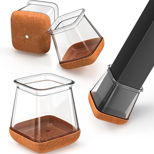 24 Pezzi Gommini per Sedie Quadrato Tappi Silicone Feltrini Rotondi Nero, per la Gamba Quadrata dei Mobili M (Fit 20.1-26mm)