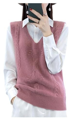 YonYeHong Verser De Pull pour Femmes V-Collier en Tricot Tricoté Jacquard Pulloir Pull sans Manches Lâches