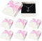 Nideen 6 Stück Geschenkbox mit Deckel für Schmuck, 7,5× 7,5× 3,5 cm Geschenkbox Schmuck Geschenkschachtel Klein mit Schleife für Halskette, Ohrringe, Ring(Rosa)