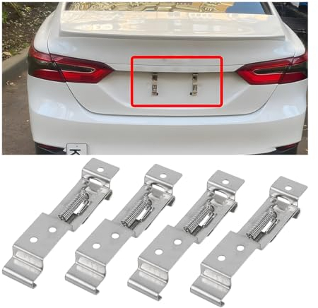 JNNJ 4 Stück Anhänger Edelstahl-Kennzeichenhalter, Feder-Kennzeichenclips Für Standard-Kennzeichen, LKW-Feder-Kennzeichenhalter-Edelstahl, Für LKW Auto Anhänger Schiff