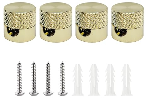 smartect Aluminium Wand- und Deckenpins für Textilkabel [4 Stück, Geriffelt, Gold] Deckenbefestigung mit Schrauben und Dübeln, Affenschaukel Aufputz-Kabelhalter für eigenes DIY Projekt