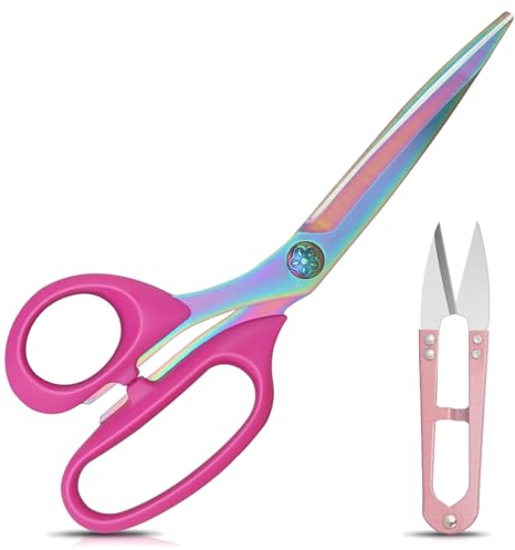 Vutyvve Linkshänder-Stoffschere zum Schneiden von Stoffen, Kleidung, Textilien, 23cm Schneiderschere, Fadenschneider, 2er-Set