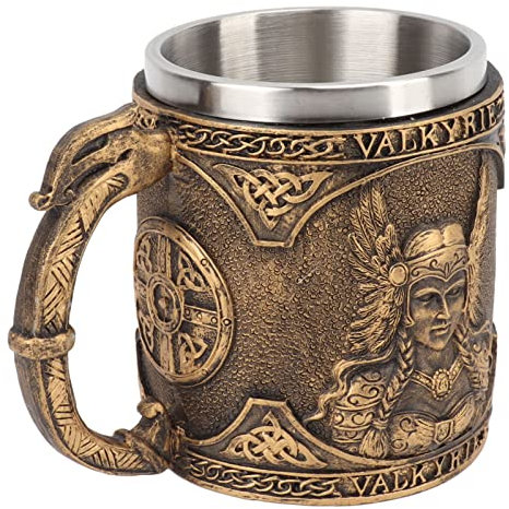 Taza Vikinga Stein De Cerveza, Jarra De Cerveza De Doble Capa De Acero Inoxidable Stein De Cerveza Taza Vikinga Para Beber Stein De Cerveza De Resina Patrón Pirata Taza Para Bebidas Suministros Para B