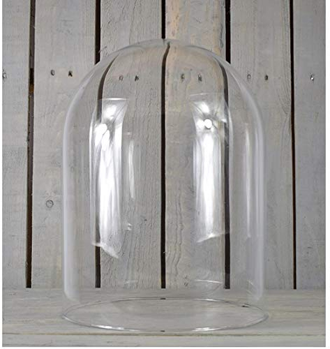 EMH Cúpula de cristal circular grande hecha a mano, 36 x 25 cm