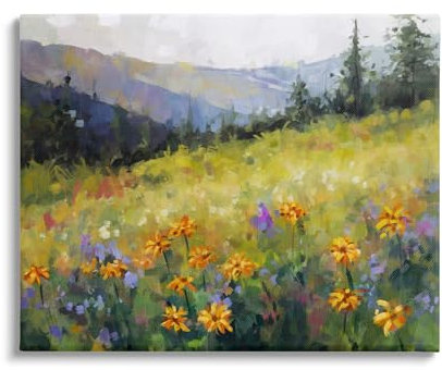 Stupell Industries Ziwei Li Leinwandbild, Blumenwiese, Gemälde