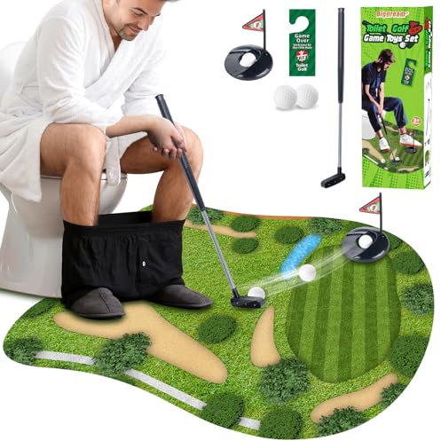 Toilet Golf Bathroom Game Set - Squatting Toilet Stool - Foldable Potty Stool Mini Golf - Toilet Time Gag Gift