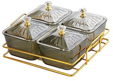 Milageto Bandeja de Frutas secas, Cuencos para Servir Aperitivos, Plato de Frutas secas, Plato Dividido para Dulces, Aperitivos, Frutas y nueces, Verde Oscuro