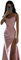 Robe Bustier plissée Fendue en Satin, Robe Hanches Grande Taille-Rose-S