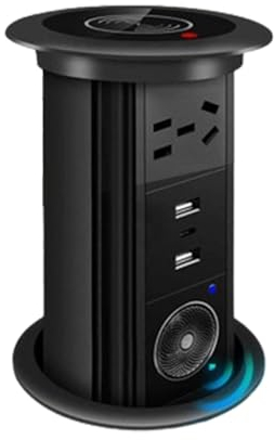 Hidden Lift Socket, 1 Universal Sockets + 2 B Port + Wireless Charging + Bluetooth Speaker Embedded Electrical Plug-in Board