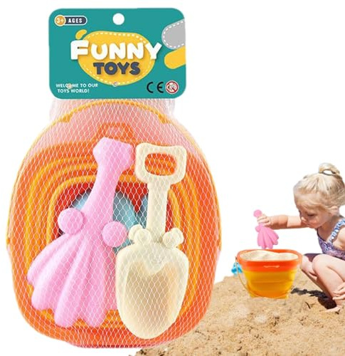 Faltbarer Strandeimer, faltbarer Strandeimer und Spielzeug – Set mit 4 Sandeimer und Schaufeln, lustiges und kreatives Spielzeug für Sandeimer und Schaufeln, Sandspielzeug für Sommeraktivitäten
