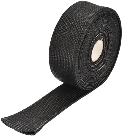 sourcing map Heat Shield Sleeve, 1 ID 16 Feet Heat Sleeve Automotive Wire Heat Shield Fuel Line Heat Shield Sleeve Heat Sleeve Heat Wrap 500 Degree for Wires, Black