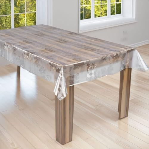 laro Premium Line 0,3mm weich transparente Tischdecke Folie Transparent Geblümt Tischschutz Schutzfolie Abwaschbar PVC, Muster:Folie Transparent Geblümt, Größe:130x300