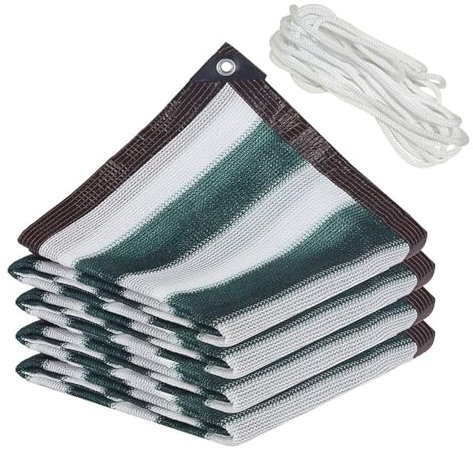 Voile d'ombrage rectangulaire pour balcon, abris auto, terrasse - 3 x 4 m - Résistant - Avec motif à rayures vertes respirantes