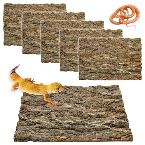 kathson 6Pcs Cork Tile Background Bark 11.8”Lx7.9”W Reptile Tank Background Terrarium Backdrop Wall Decor Natural Reptile Climbing Mat for Spider Gecko Lizard Chameleon Bearded Dragon Turtle Snake