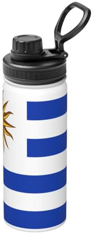 Termo deportivo de la bandera de Uruguay, termo de acero inoxidable, adecuado para ciclismo, gimnasio, baloncesto, viajes, termo de 18 onzas,