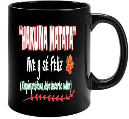 Docliick - Taza de café con frases motivadoras y original.Taza friki 350 ml, taza para regalo graciosa. Taza desayuno bonita.Hakuna matata