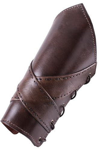 Battle-Merchant - Gepolsterte Armstulpen aus Leder mit gekreuzten Bändern, Paar - Wikinger Armschienen - Mittelalter Armschutz, LARP