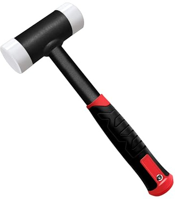 C&T Mazo de 40 mm de diámetro, mango de acero tubular, cabeza de nailon reemplazable para mantenimiento y montaje