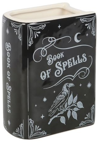 Blumenvase Buch der Zaubersprüche – Keramik-Design ähnelt einem mystischen Buch der Zaubersprüche – ideal für Gothic, Hexe oder mystische Dekoration – Hexen und Buchliebhaber – langlebige