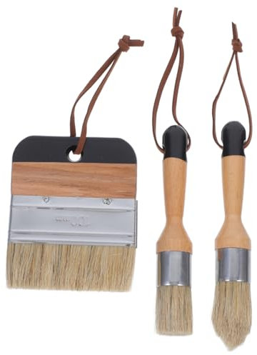 DOITOOL Pennello Per Cera Bristello Pennello Per Pittura Strumento Per Pittura Per Mobili Design Rotonda Setole Di Cinghiale Nere Resistenti Per Arte Decorazioni Per Casa Progetti in Legno