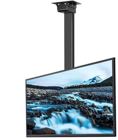 ASerZenith Support TV Plafond Électrique Réglable, Compatible avec Les Téléviseurs Motorisés De 32 À 75 Pouces, Rotation Manuelle À 360°, avec Télécommande