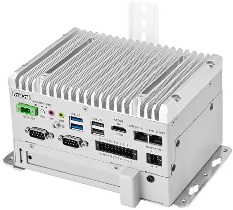 PeeliCeeli Mini PC Fanless, Industrial PC J6412, 2 COM RS232/RS485/RS422 Mini Computer, DIN Rail Micro Embedded Desktop PC 2 Gigabit RJ45 LAN, PCIe, SATA, USB, SIM, 9-36V, 16GB RAM 512GB SSD
