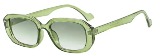 PYYLTTP Lunettes de soleil rectangulaires polygonales tendance pour femmes, style rétro, verres dégradés transparents, protection UV400, bleu-vert.