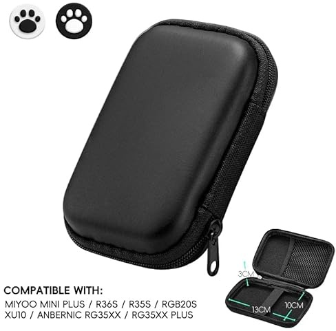 Générique Étui de Transport Rigide pour R35S R36S, Sac de Rangement de Voyage Anti-Rayures et Antichoc avec Sac en Maille et dragonne pour Anbernic RG35XX/V/VS Black