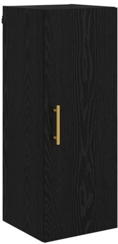 mtlskopl Wandschrank Schwarz Eiche 34,5x34x90 cm Modern & Robust Montage an Wand Bad Flur Wohnzimmer kompatibel