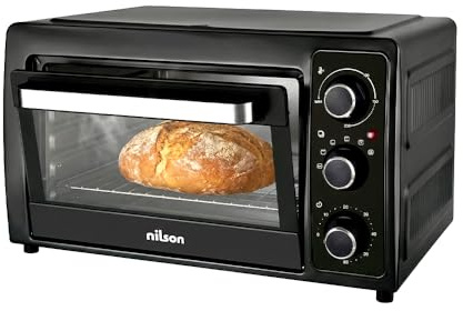 Nilson Life Tischbackofen 28 l, Konvektion, 1500 W, 5 Kochfunktionen, mechanische Steuerung, NHS2800N, einstellbares Thermostat, maximale Temperatur 230 °C, Timer 60 Minuten